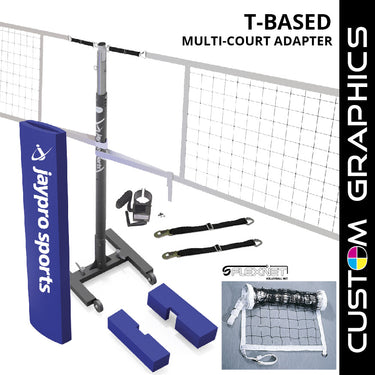 T-Base - Competition Volleyball Net Center Upright System with Custom Graphics (FeatherLite (Pin-Stop Height Adjust) Upright) - NFHS, NCAA, USVBA Compliant